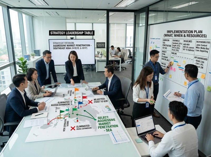 Chiến lược marketing và kế hoạch marketing khác nhau về định hướng và thực thi